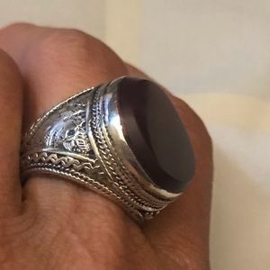 Deep red Carnelian afghan silver ring